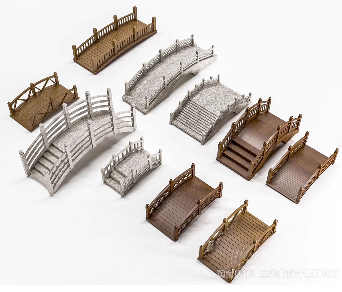 图片[23]-景观桥石桥拱桥木桥SU模型sketchup设计素材库新中式草图大师小桥-大怪兽分享