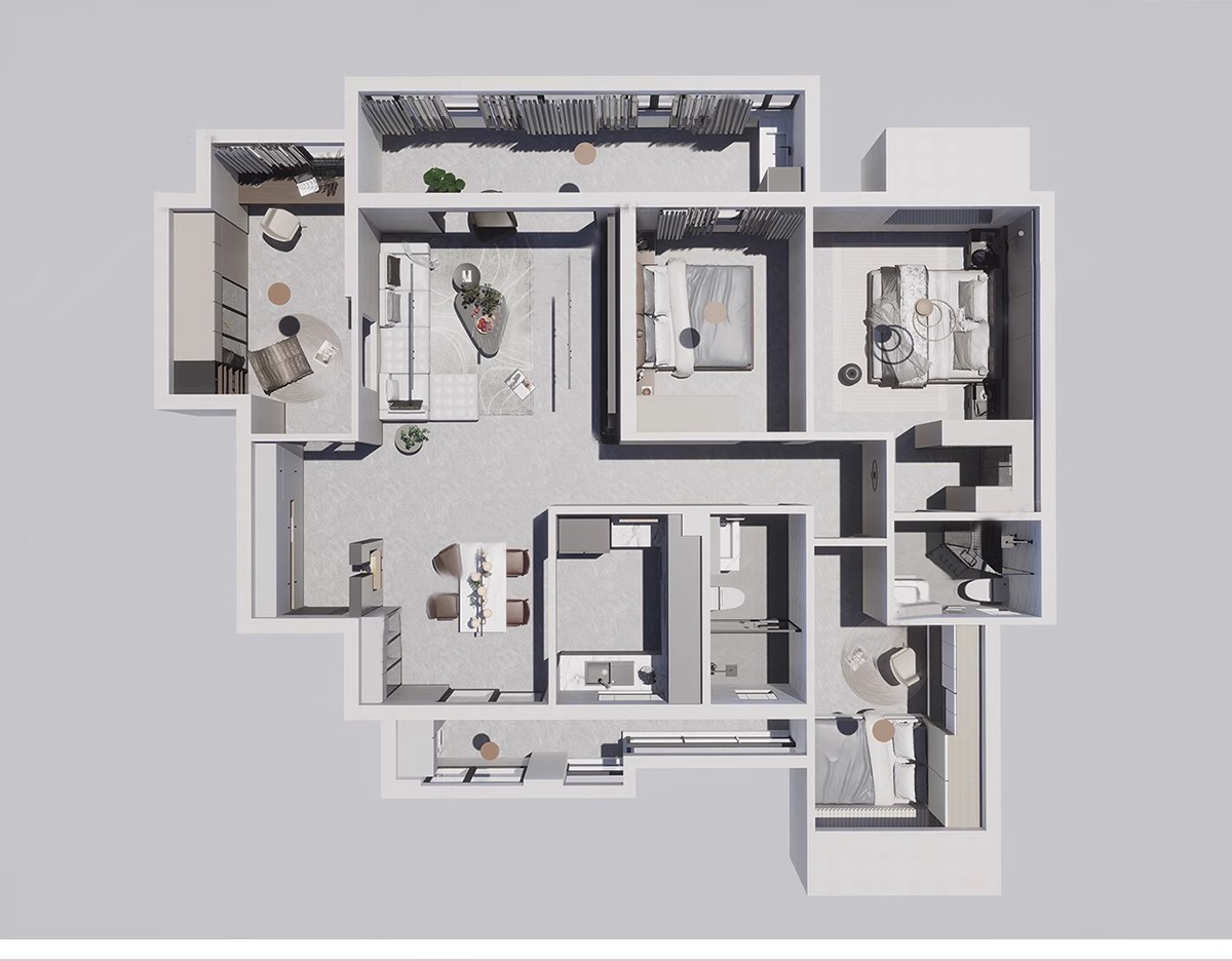 图片[34]-家装全屋整套客厅卧室厨房北欧现代新中式整体全套室内设计SU模型-大怪兽分享