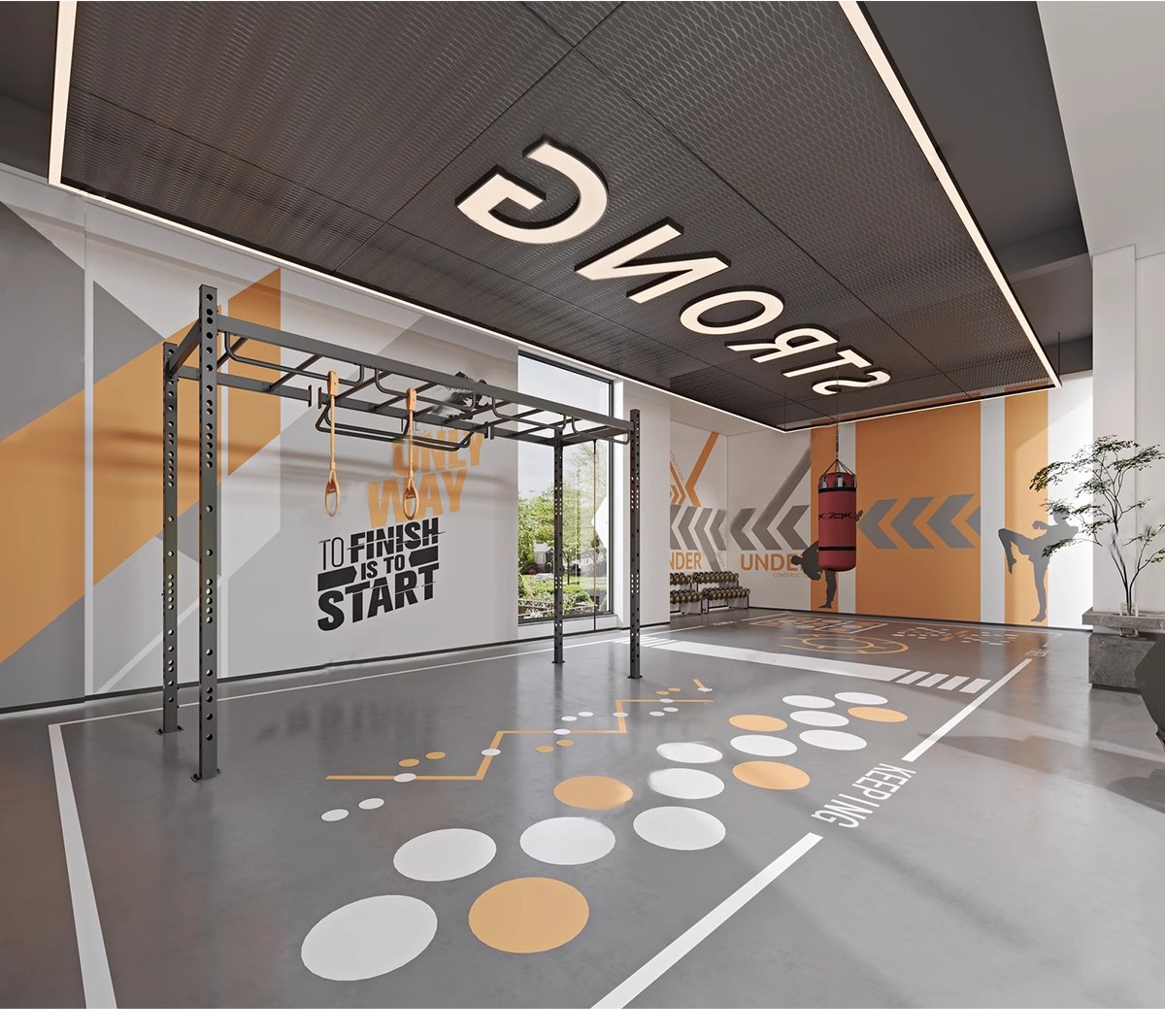 图片[24]-现代工业风健身房SU模型配套CAD施工图俱乐部私教瑜伽室草图大师-大怪兽分享