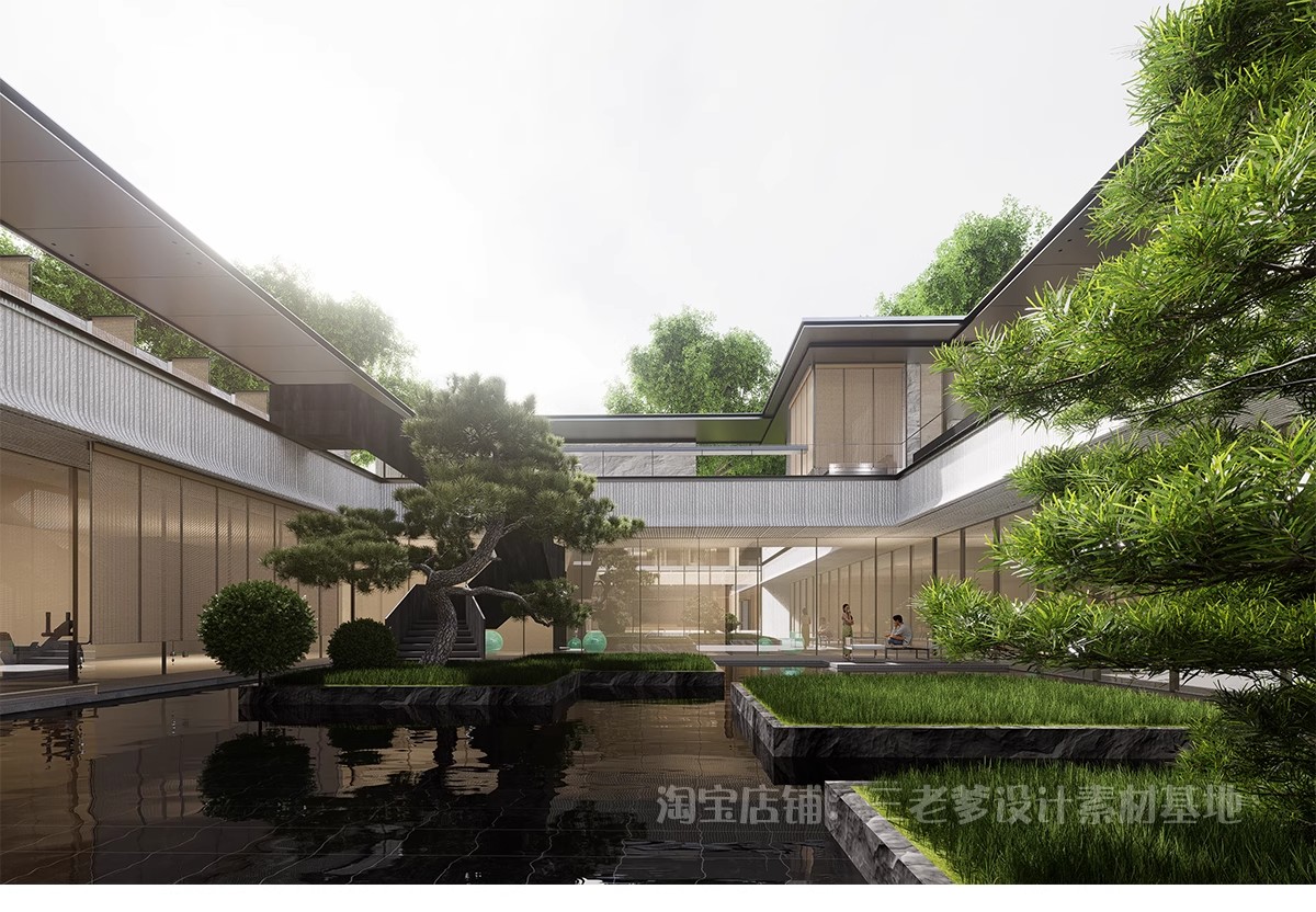 图片[25]-下沉式庭院私家花园别墅天井室内造景景观植物小品su模型草图大师-大怪兽分享