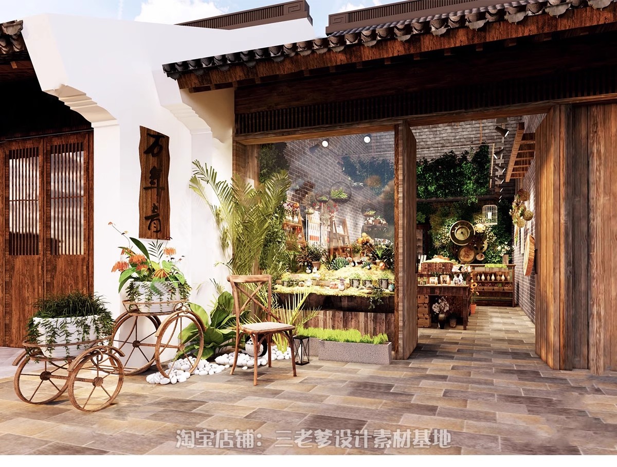 图片[24]-现代田园北欧风小清新花艺花店绿植鲜花植物花坊CAD施工图SU模型-大怪兽分享