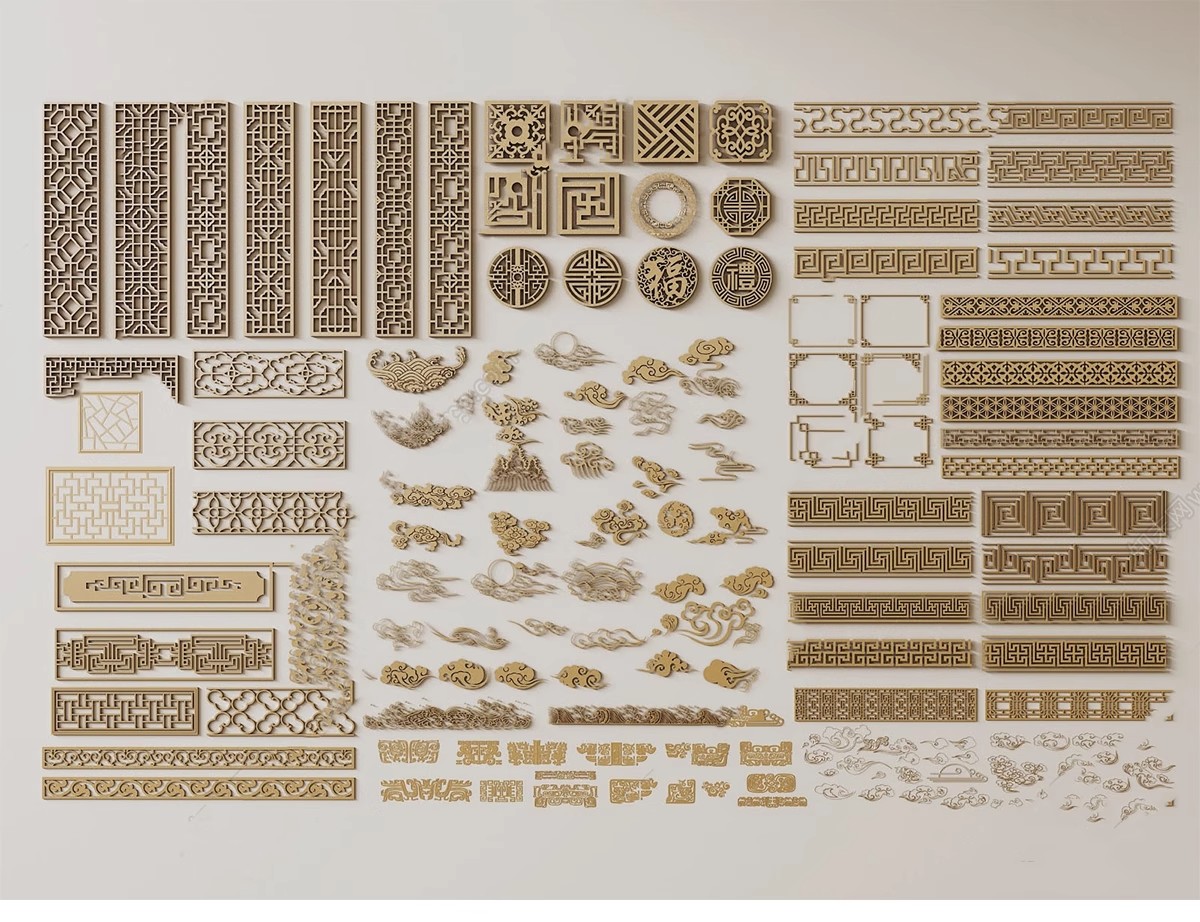 图片[25]-草图大师新中式角花角线花格窗花木雕金属镂空雕花窗镂花窗SU模型-大怪兽分享