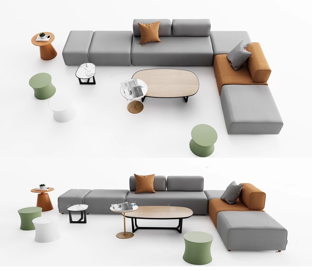 图片[25]-休闲沙发SU模型 办公室等待休息区商场接待多人单体工装草图大师-大怪兽分享