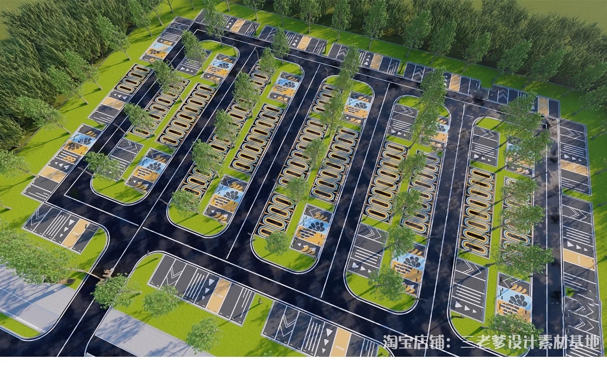 图片[25]-户外生态露天停车场SU模型公共停车坪停车位sketchup草图大师素材-大怪兽分享