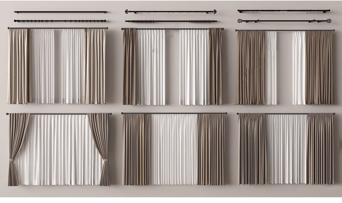 图片[25]-客厅卧室软装现代布艺罗马杆窗帘纱帘帷幔遮光拉帘SU模型草图大师-大怪兽分享