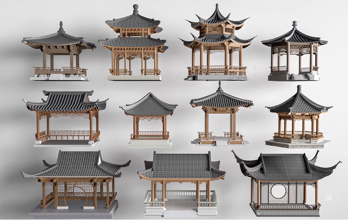 图片[24]-凉亭子廊架SU模型中式欧式古建园林sketchup建筑景观构件设计素材-大怪兽分享