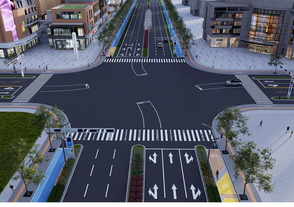 图片[25]-城市道路公路车行道斑马线地面指示线十字交通路口su模型草图大师-大怪兽分享