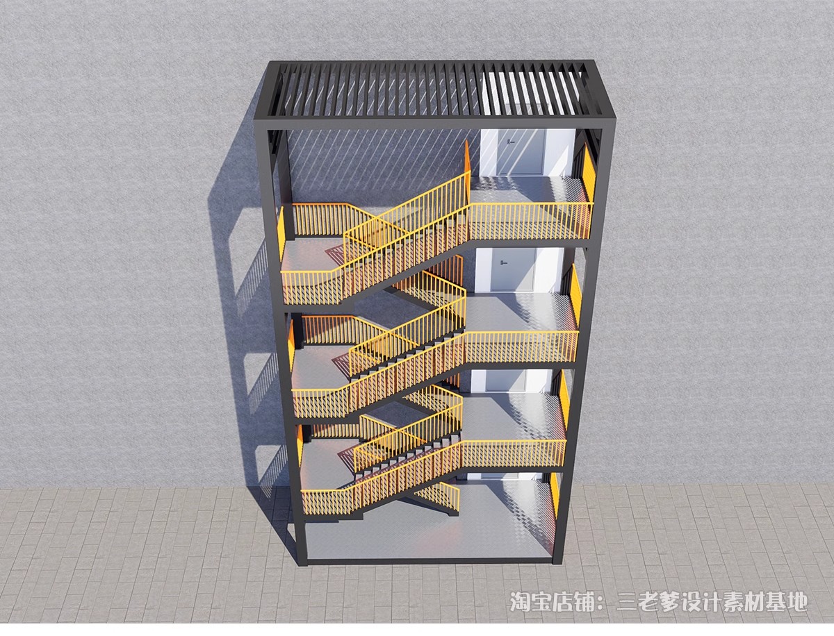 图片[25]-户外钢结构楼梯SU模型建筑工地安全爬梯设计sketchup草图大师素材-大怪兽分享