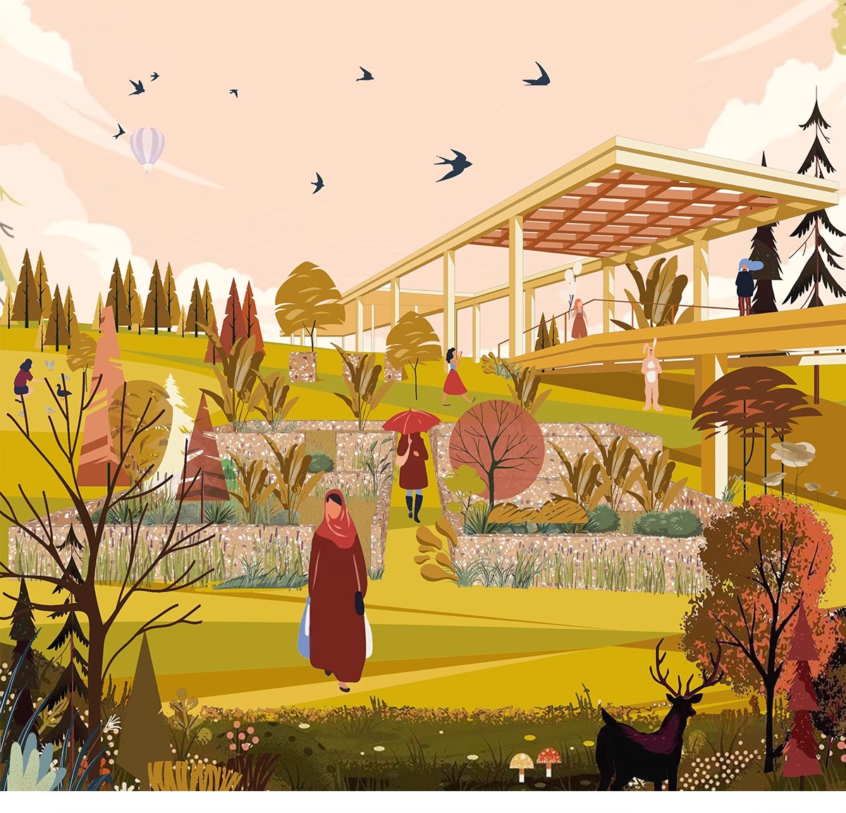 图片[22]-小清新插画风PS/AI素材库植物人物拼贴园林景观建筑分析PSD效果图-大怪兽分享