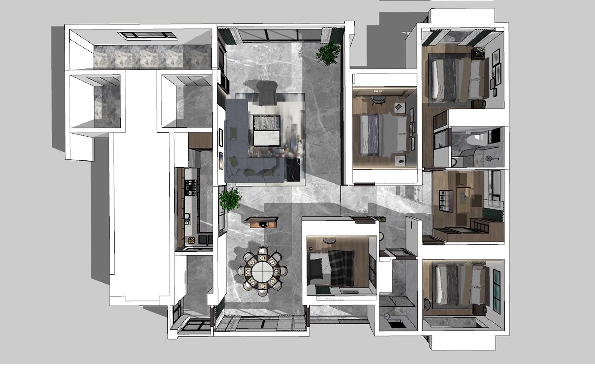 图片[35]-家装全屋整套客厅卧室厨房北欧现代新中式整体全套室内设计SU模型-大怪兽分享