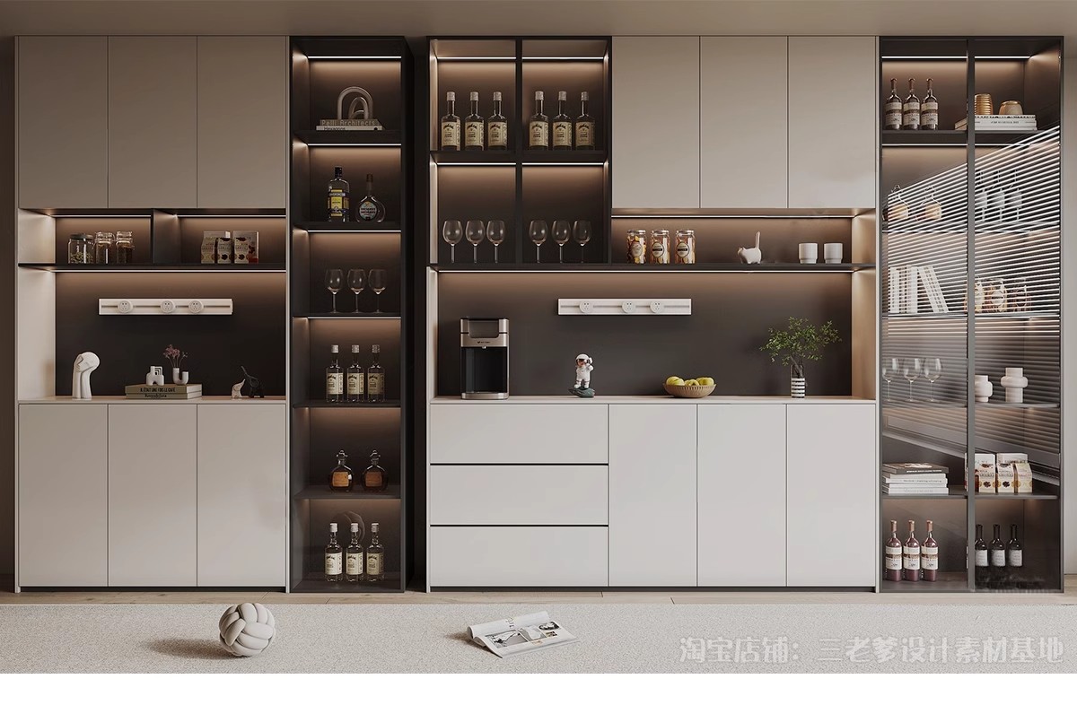 图片[26]-酒柜Sketchup模型库室内家装餐厅置物架博古柜子家具SU模草图大师-大怪兽分享
