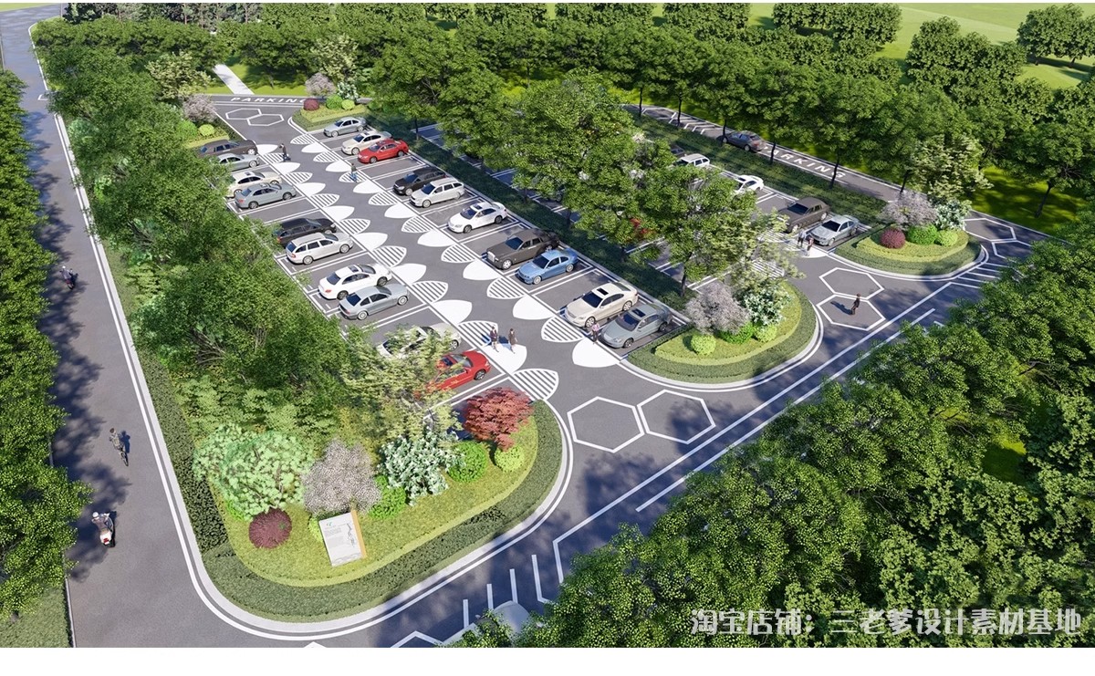 图片[26]-户外生态露天停车场SU模型公共停车坪停车位sketchup草图大师素材-大怪兽分享