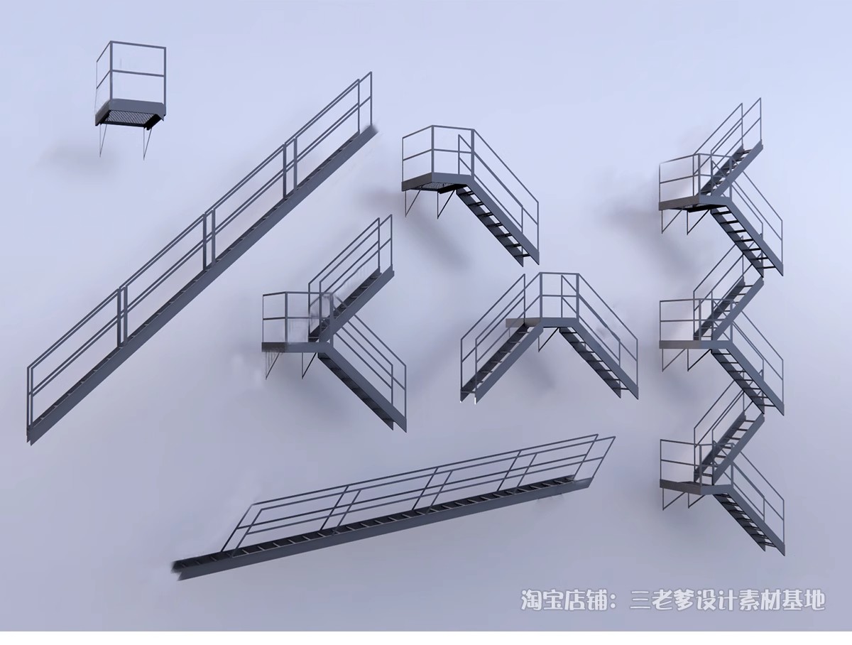 图片[26]-户外钢结构楼梯SU模型建筑工地安全爬梯设计sketchup草图大师素材-大怪兽分享