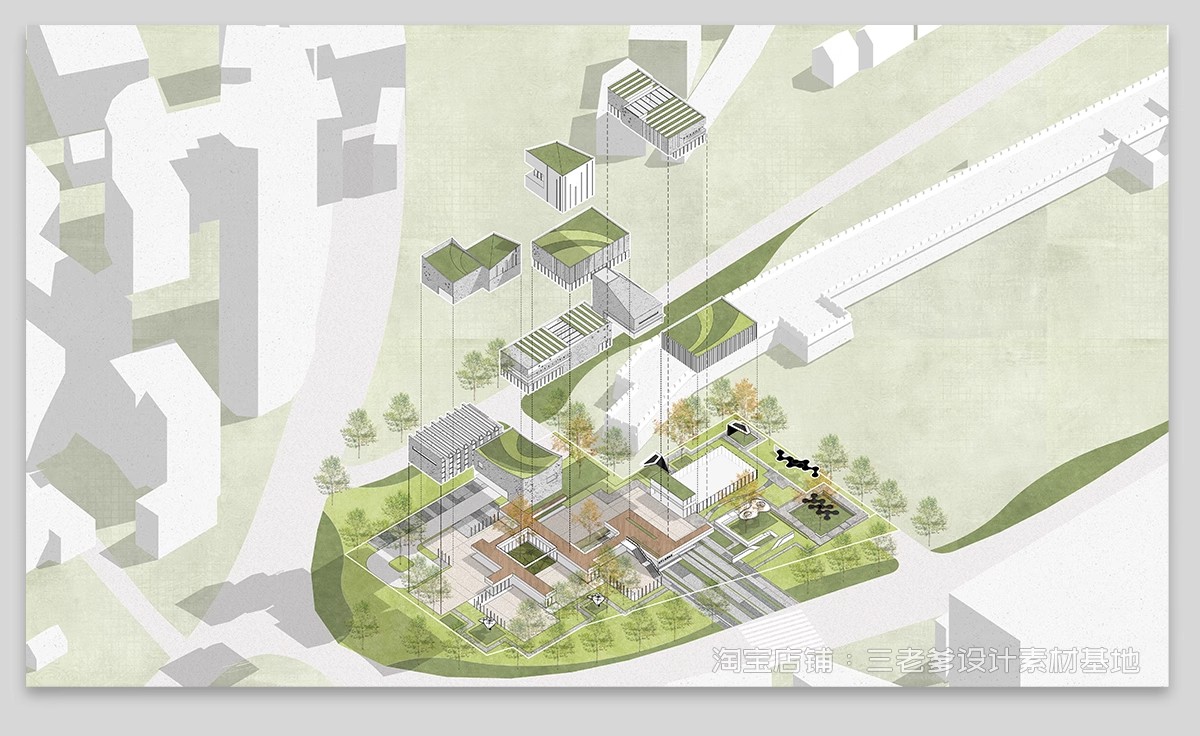 图片[27]-爆炸分层轴侧分析图PSD分层 建筑景观空间竞赛风插画风ps展板素材-大怪兽分享
