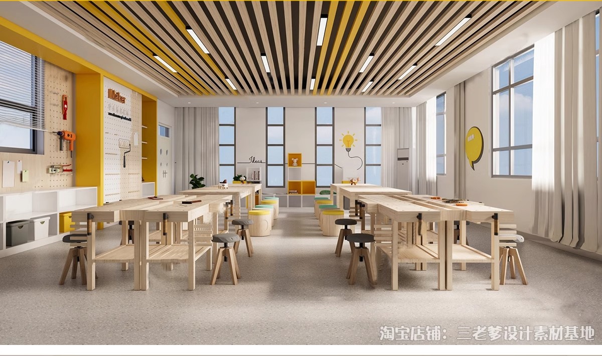 图片[26]-DIY手工坊木工陶艺馆幼儿园教室美工木作培训工坊草图大师su模型-大怪兽分享