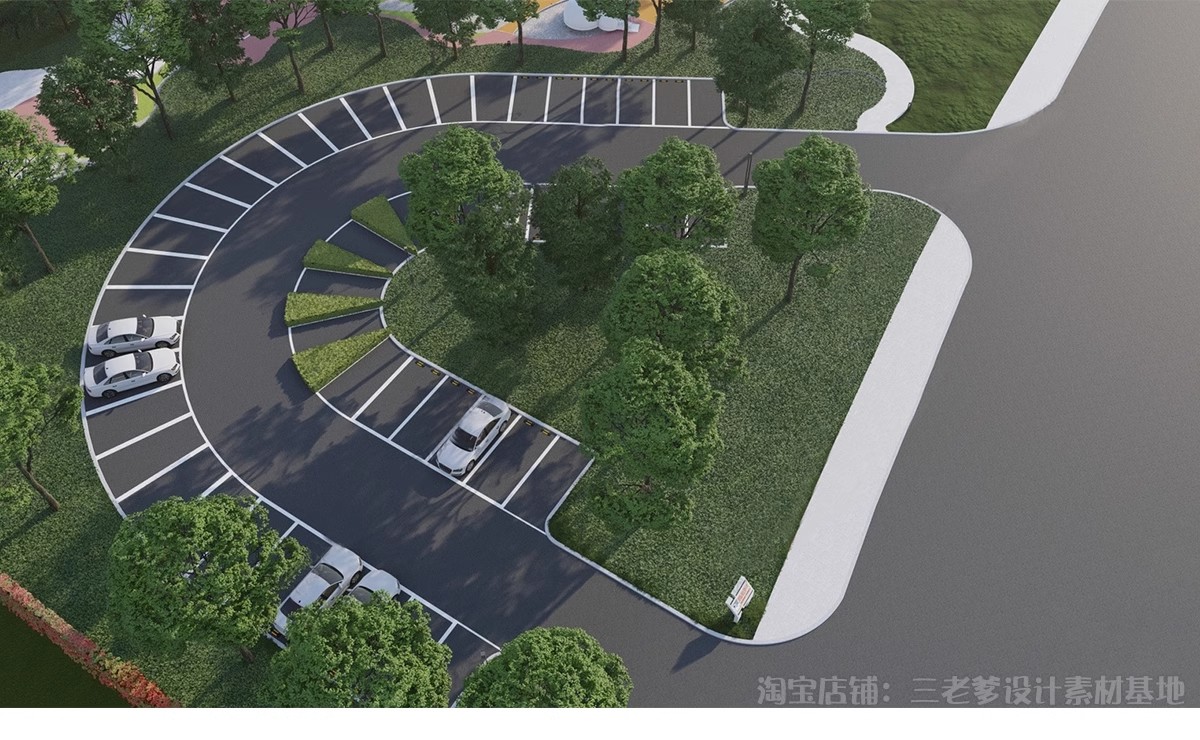 图片[27]-户外生态露天停车场SU模型公共停车坪停车位sketchup草图大师素材-大怪兽分享