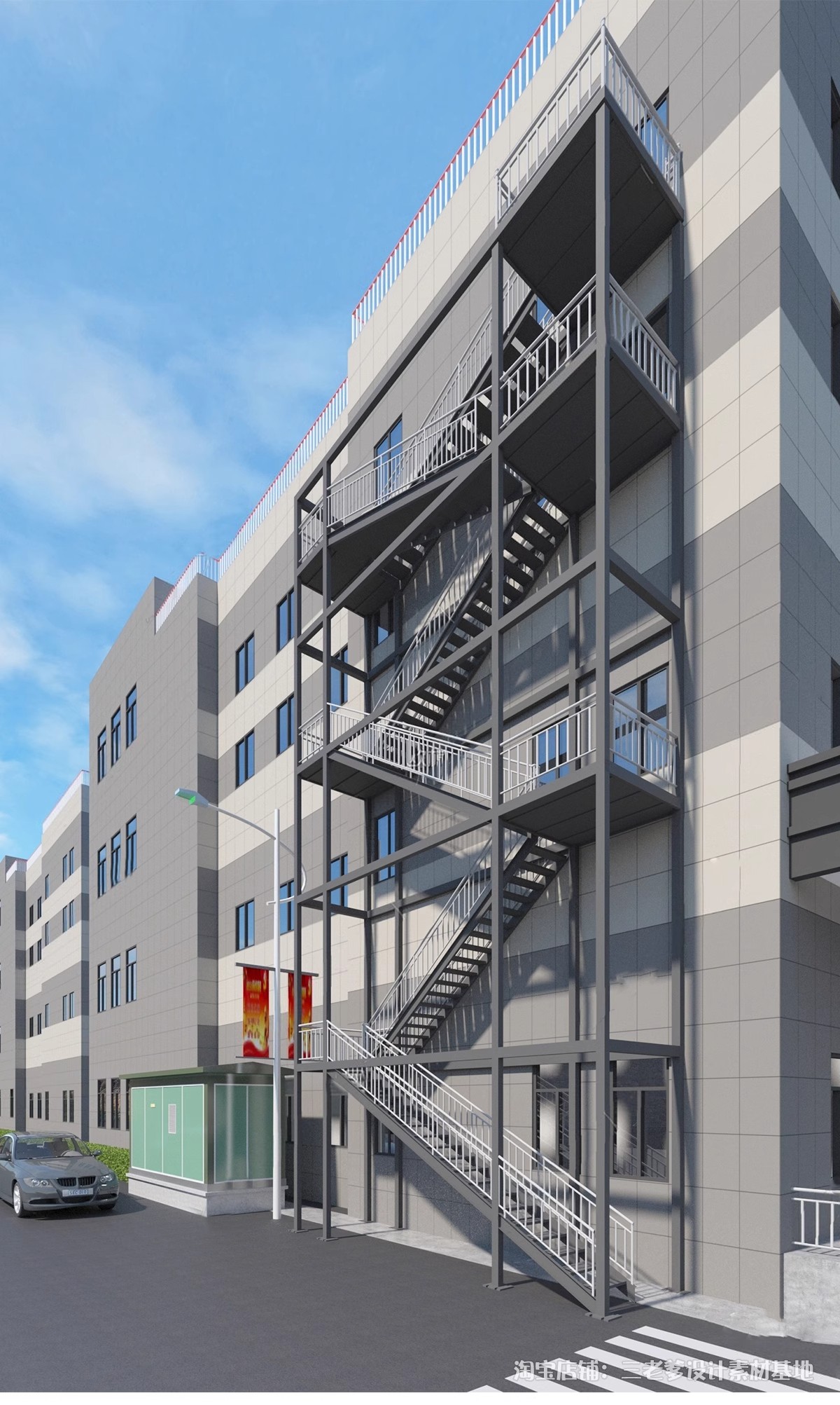 图片[27]-户外钢结构楼梯SU模型建筑工地安全爬梯设计sketchup草图大师素材-大怪兽分享