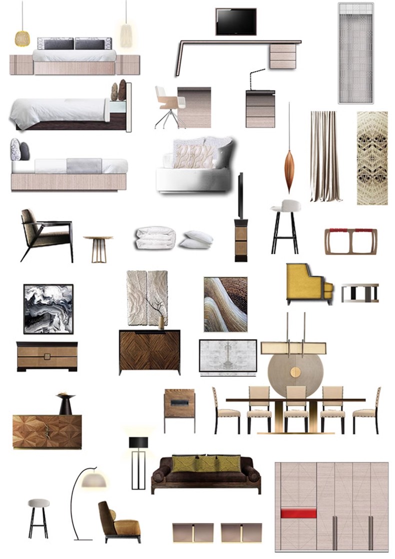 图片[28]-彩色立面平面ps彩平图PSD源文件 住宅家居布局网红风简约现代素材-大怪兽分享