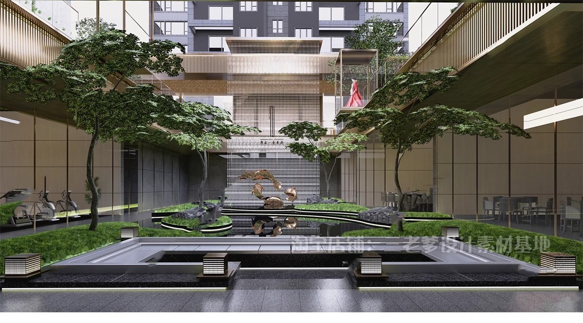 图片[28]-下沉式庭院私家花园别墅天井室内造景景观植物小品su模型草图大师-大怪兽分享