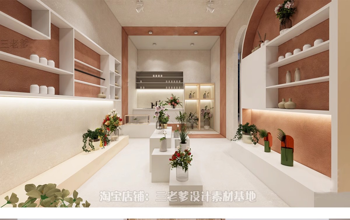 图片[27]-现代田园北欧风小清新花艺花店绿植鲜花植物花坊CAD施工图SU模型-大怪兽分享