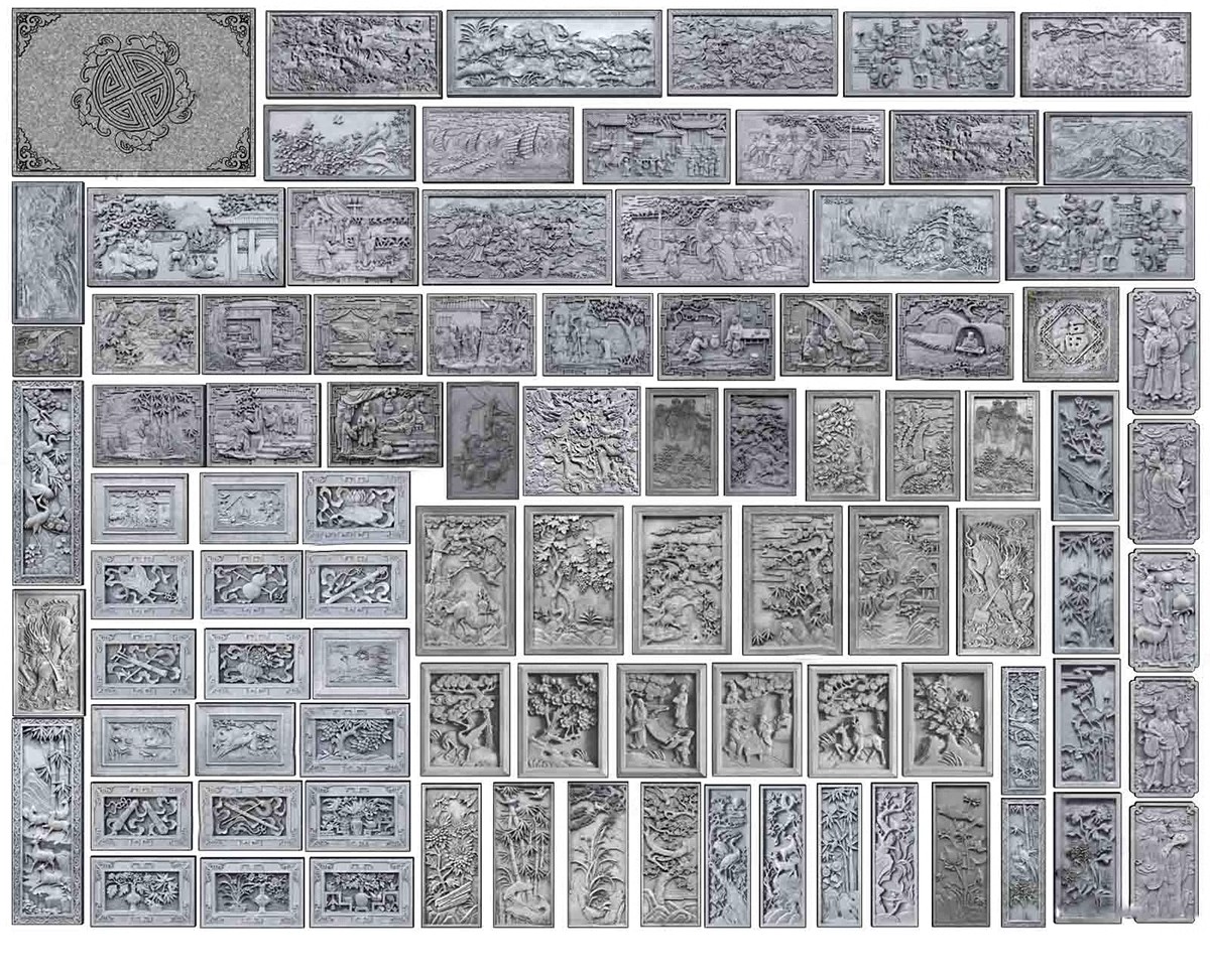 图片[28]-特色文化中式景观墙su模型小品艺术浮雕柱徽派白墙景墙庭院雕塑-大怪兽分享