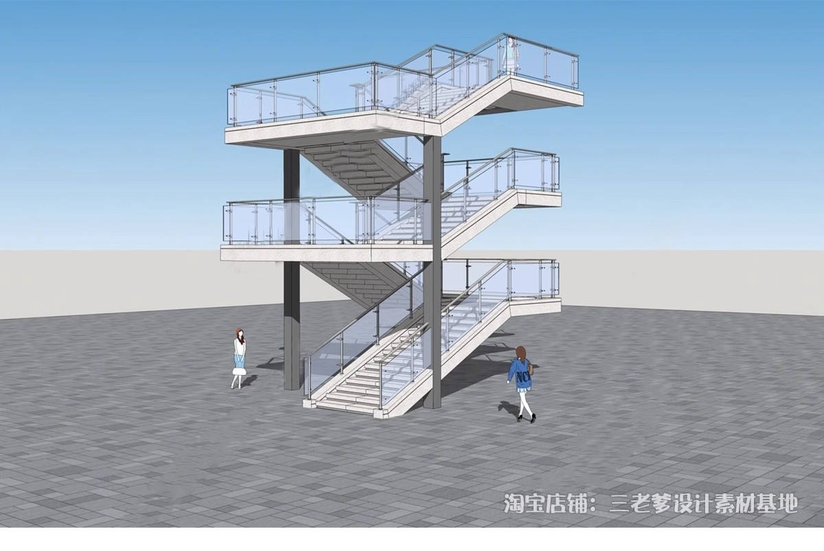 图片[28]-户外钢结构楼梯SU模型建筑工地安全爬梯设计sketchup草图大师素材-大怪兽分享