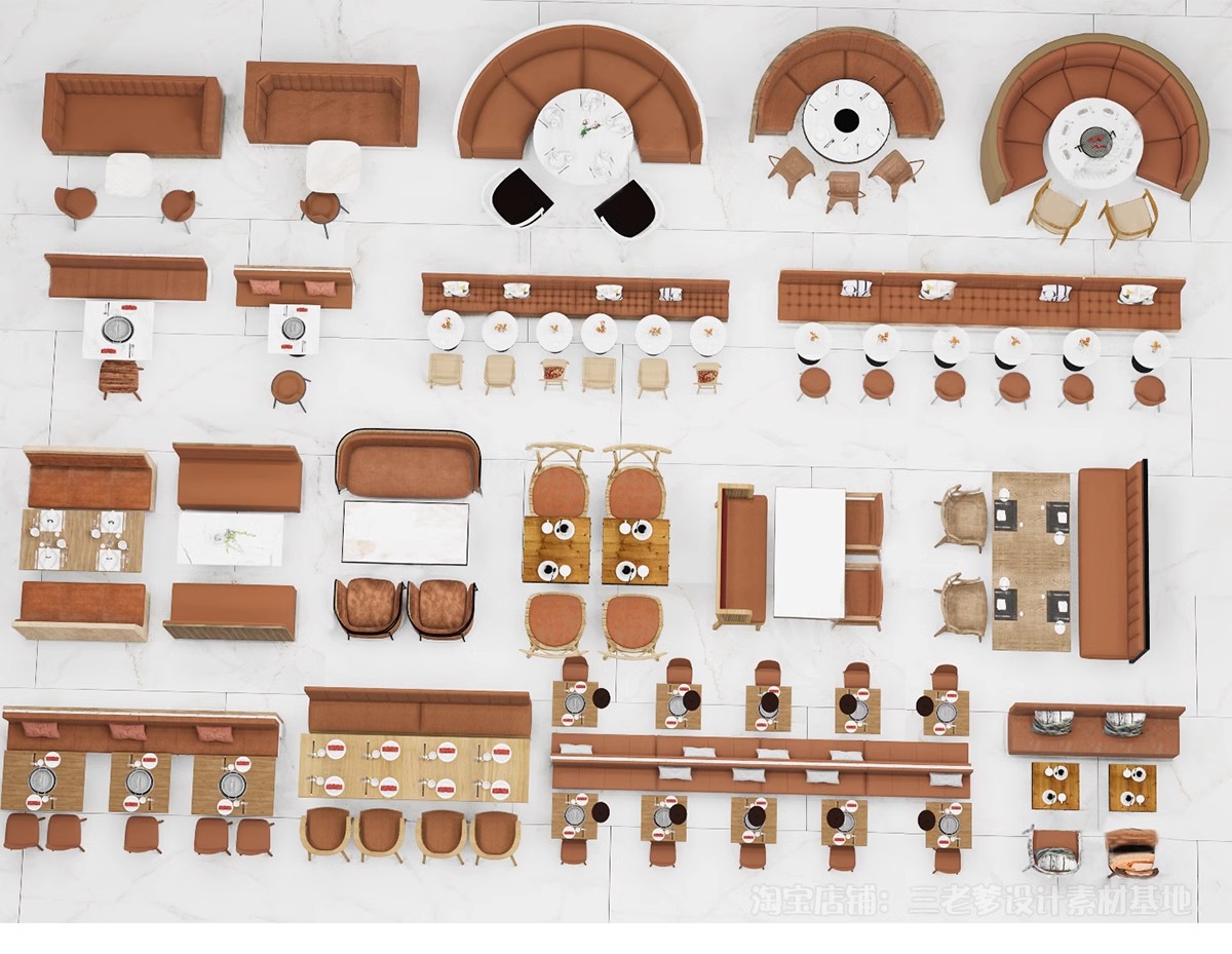 图片[28]-现代北欧咖啡厅餐厅火锅店甜品奶茶店卡座坐椅草图大师SU模型素材-大怪兽分享