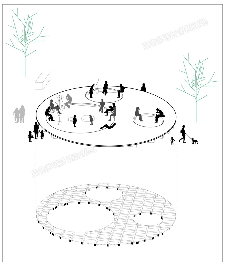 图片[29]-ps小清新建筑景观场地分析图 psd前期插画风场景设计效果图素材-大怪兽分享