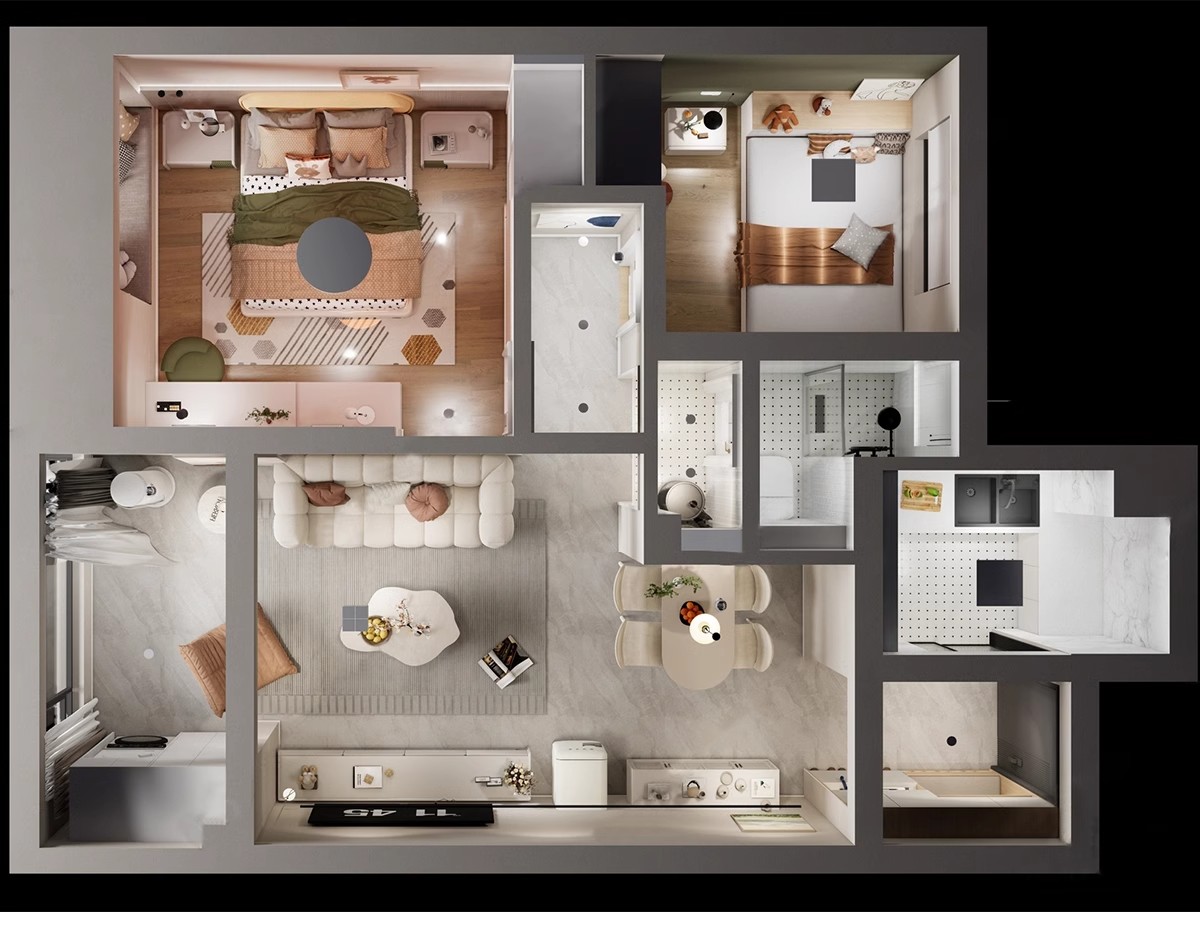 图片[37]-家装全屋整套客厅卧室厨房北欧现代新中式整体全套室内设计SU模型-大怪兽分享