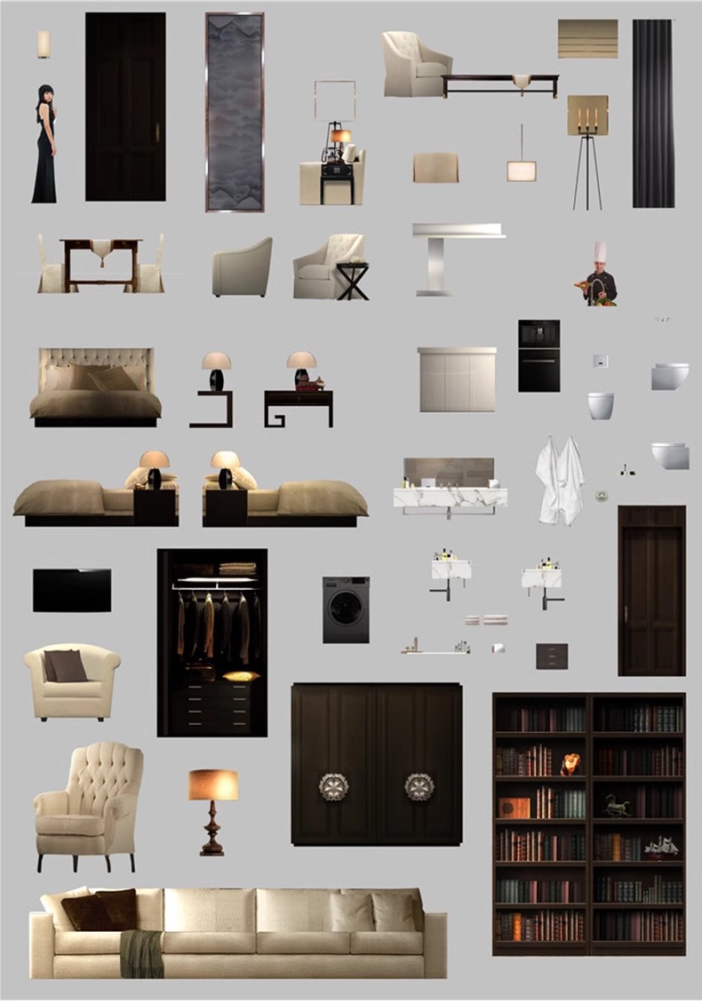 图片[29]-彩色立面平面ps彩平图PSD源文件 住宅家居布局网红风简约现代素材-大怪兽分享