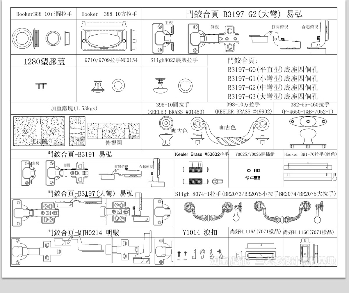 图片[29]-全屋定制五金CAD图库 家具柜子设计下单图拆单图拉手配件施工图纸-大怪兽分享