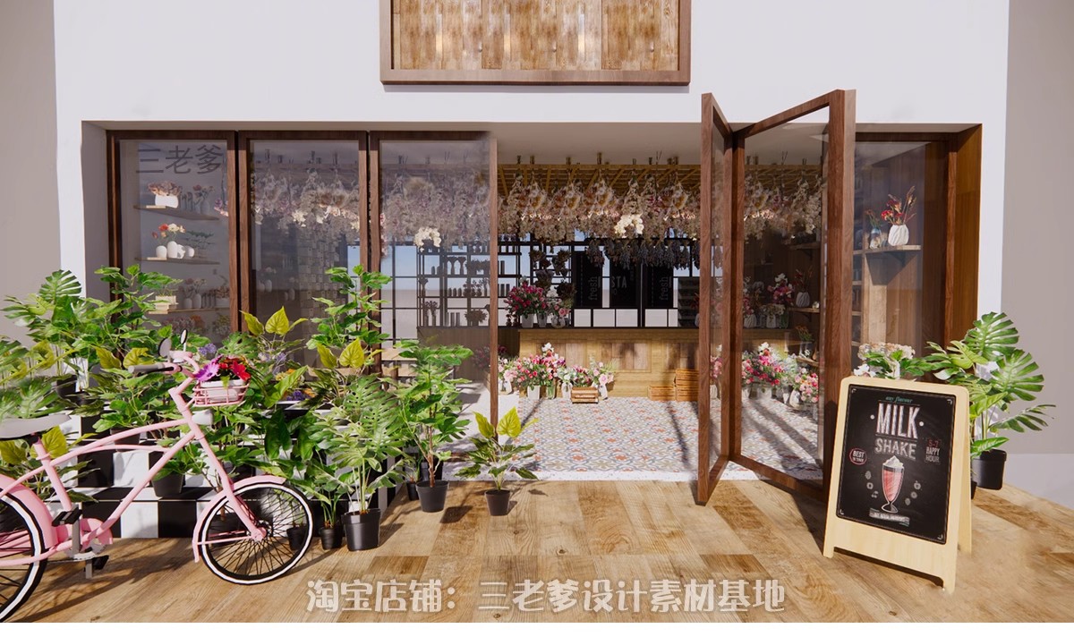 图片[28]-现代田园北欧风小清新花艺花店绿植鲜花植物花坊CAD施工图SU模型-大怪兽分享