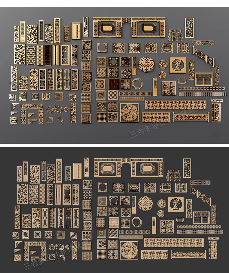 图片[29]-草图大师新中式角花角线花格窗花木雕金属镂空雕花窗镂花窗SU模型-大怪兽分享