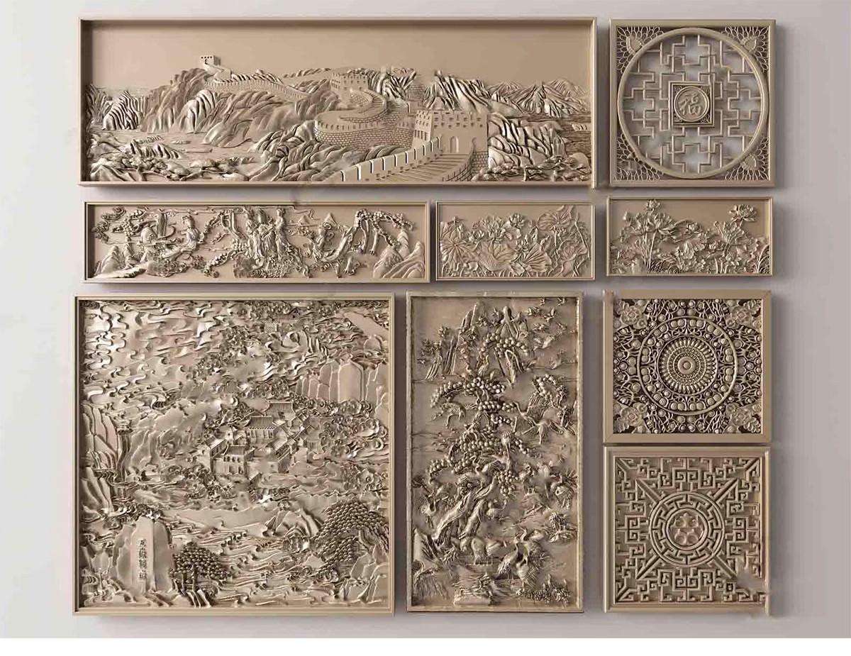 图片[29]-特色文化中式景观墙su模型小品艺术浮雕柱徽派白墙景墙庭院雕塑-大怪兽分享