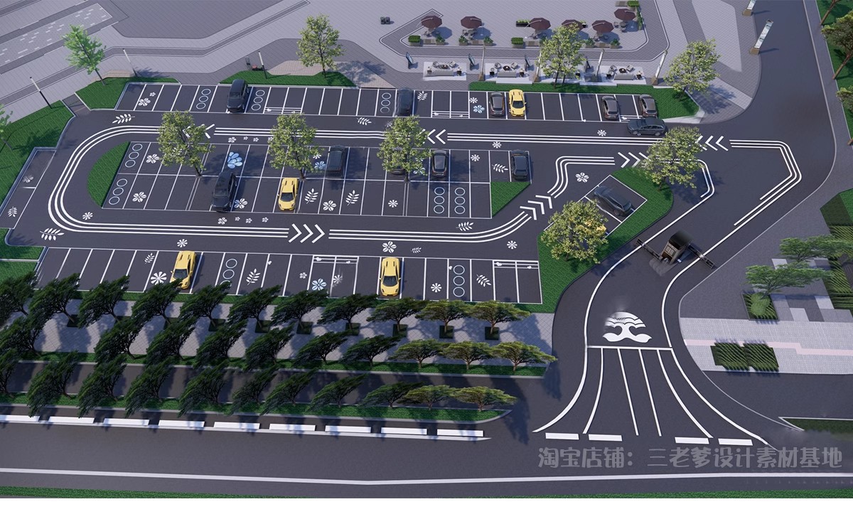 图片[29]-户外生态露天停车场SU模型公共停车坪停车位sketchup草图大师素材-大怪兽分享