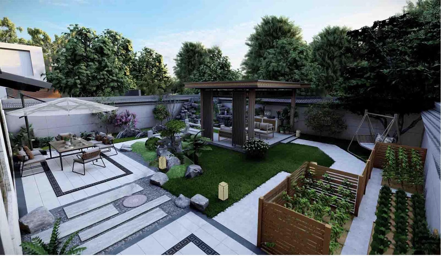 图片[27]-现代新中式庭院花园亭子会客厅铝合金景观亭铝艺休闲凉亭su模型-大怪兽分享