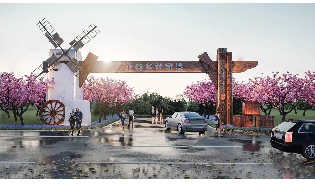 图片[29]-乡村民宿院门围墙su美丽民俗门头入户门新中式大门门口围栏SU模型-大怪兽分享