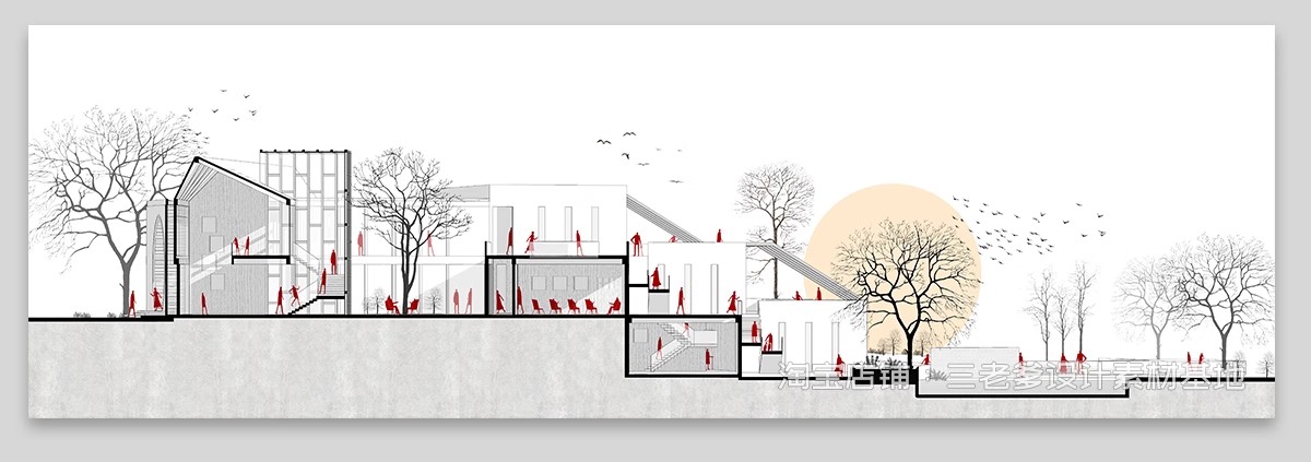 图片[30]-爆炸分层轴侧分析图PSD分层 建筑景观空间竞赛风插画风ps展板素材-大怪兽分享