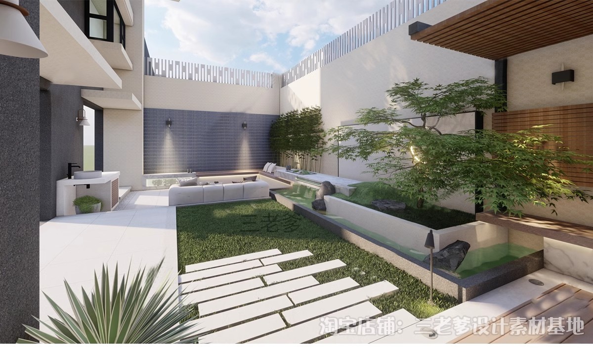 图片[30]-下沉式庭院私家花园别墅天井室内造景景观植物小品su模型草图大师-大怪兽分享