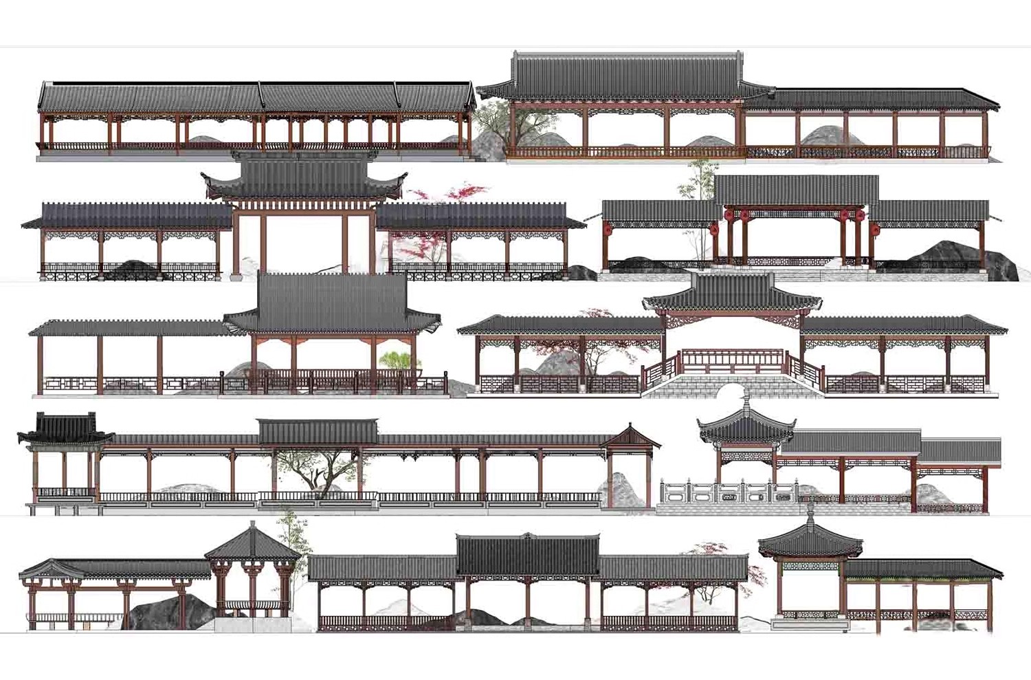 图片[30]-仿古长廊公园景区古建木廊连廊廊架亭廊景观亭子SU模型草图大师-大怪兽分享