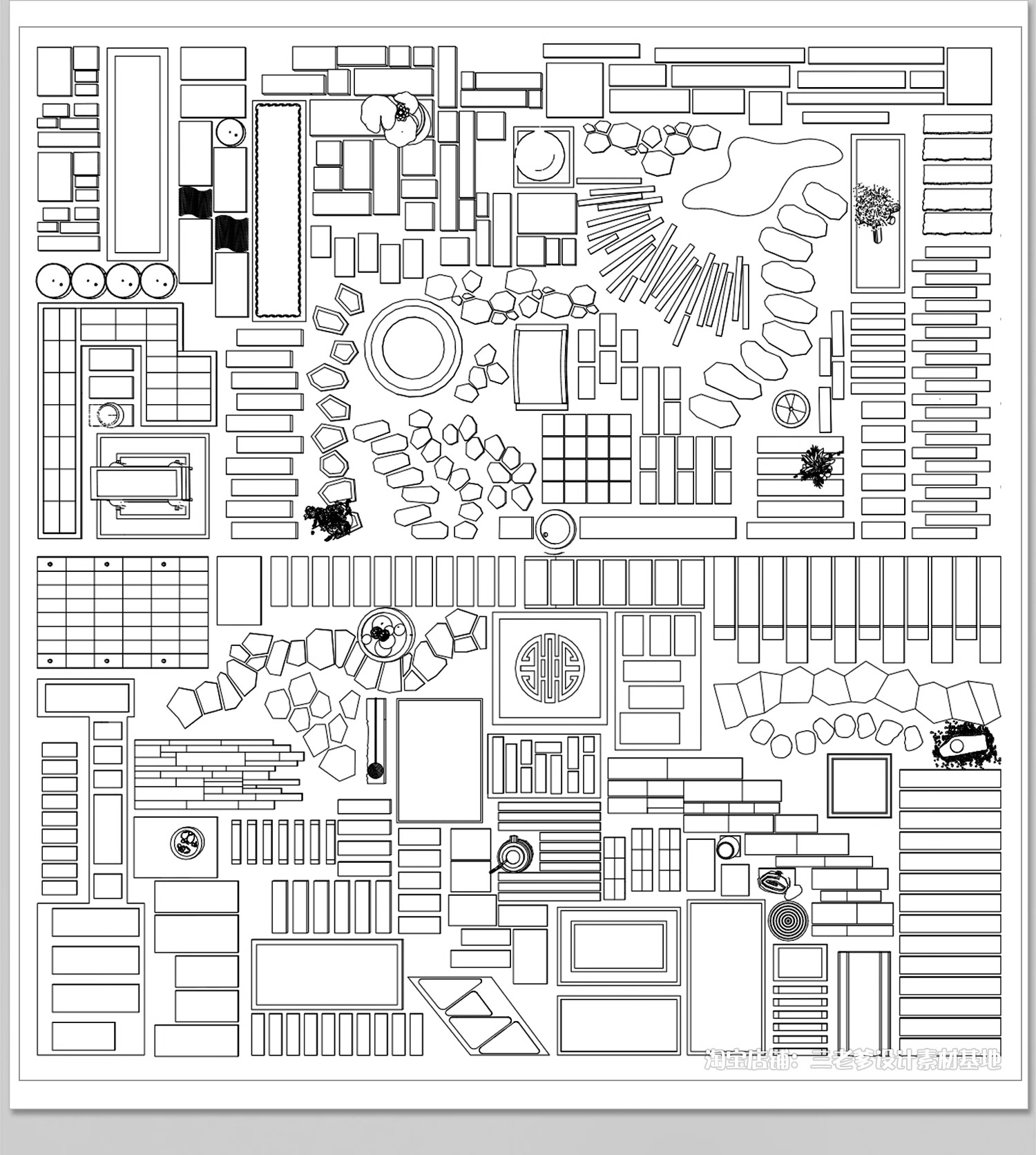 图片[30]-步道汀步小路CAD施工图 地面园林铺装中式别墅庭院景观小品图库块-大怪兽分享
