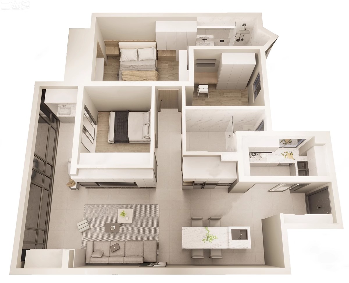 图片[39]-家装全屋整套客厅卧室厨房北欧现代新中式整体全套室内设计SU模型-大怪兽分享