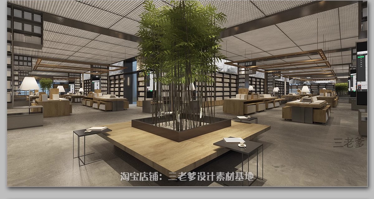 图片[27]-书店阅览室图书馆3d模型SU书咖书吧装修设计3Dmax效果图CAD施工图-大怪兽分享