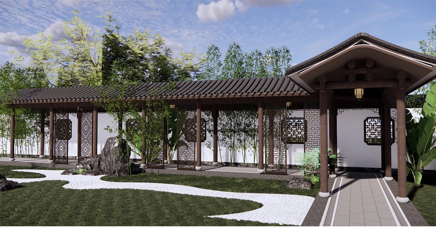 图片[31]-仿古长廊公园景区古建木廊连廊廊架亭廊景观亭子SU模型草图大师-大怪兽分享