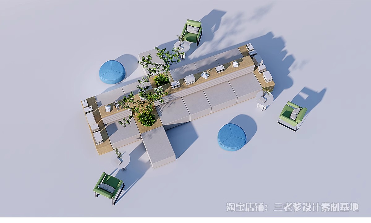 图片[31]-休闲沙发SU模型 办公室等待休息区商场接待多人单体工装草图大师-大怪兽分享