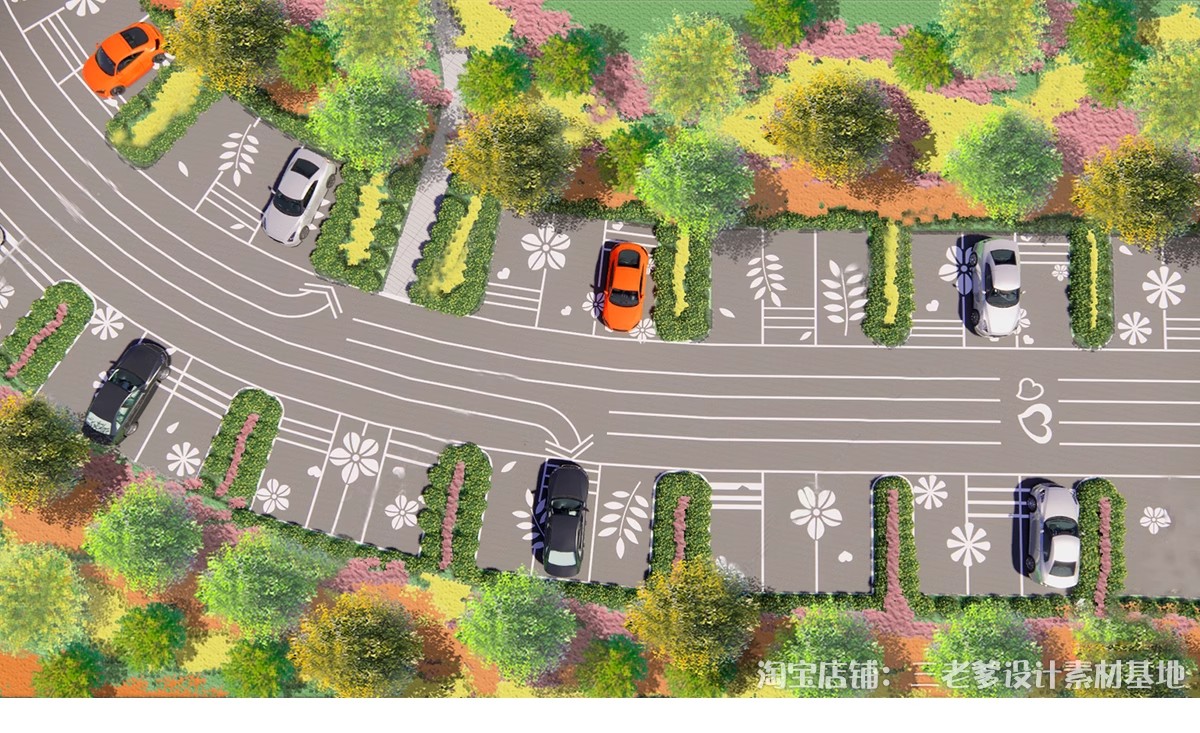 图片[31]-户外生态露天停车场SU模型公共停车坪停车位sketchup草图大师素材-大怪兽分享