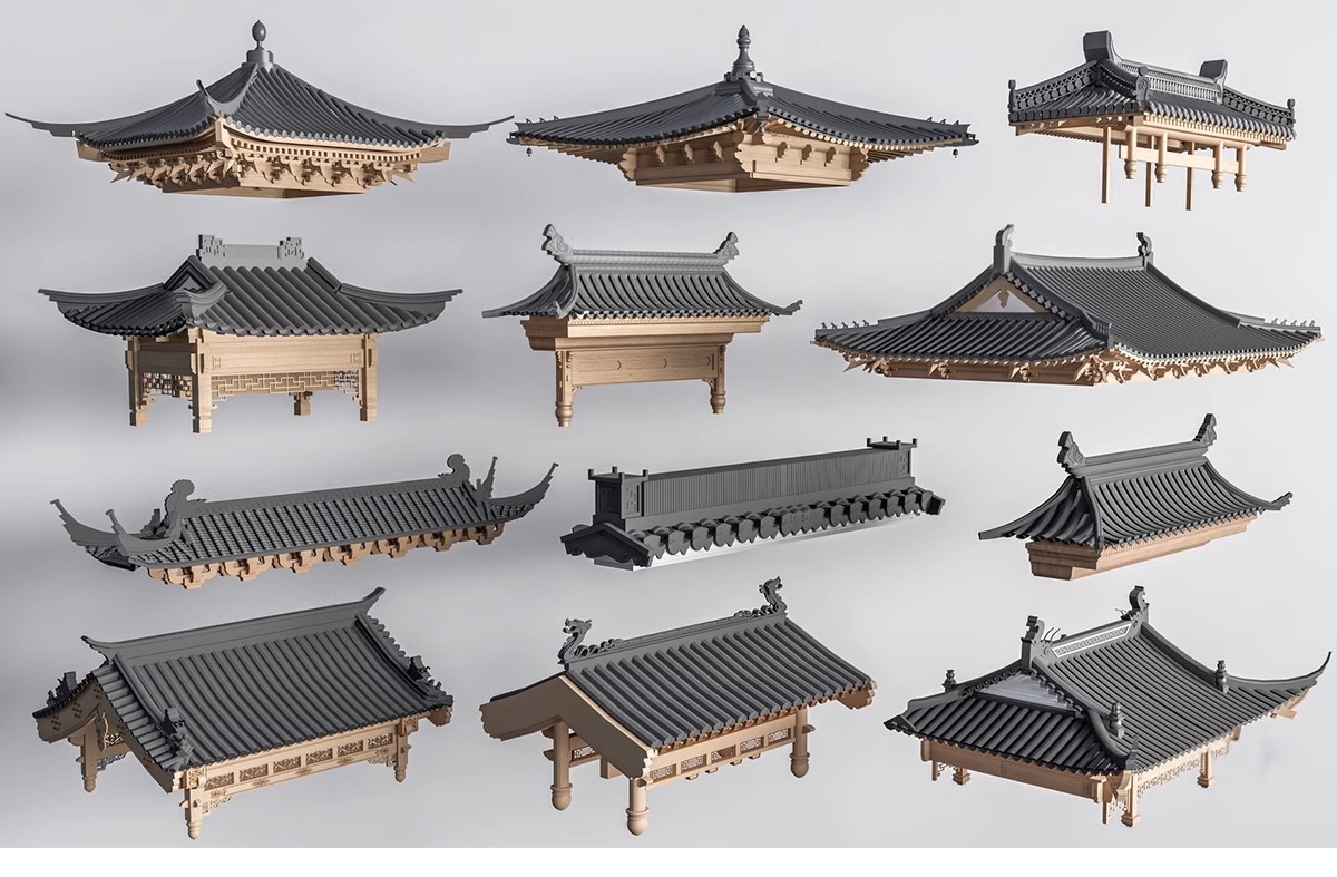 图片[30]-中式建筑门头四合院民房民居构建屋檐屋顶门楼牌坊檐枋SU模型素材-大怪兽分享