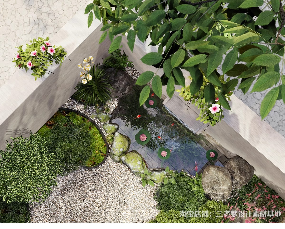 图片[31]-庭院花园鱼池su模型锦鲤园林私家水景假山鱼缸水族箱金鱼草图大师-大怪兽分享