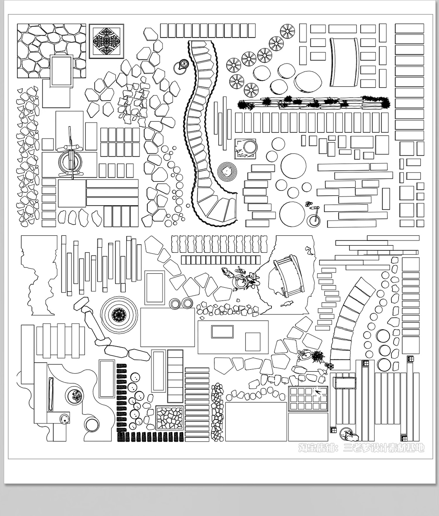 图片[31]-步道汀步小路CAD施工图 地面园林铺装中式别墅庭院景观小品图库块-大怪兽分享