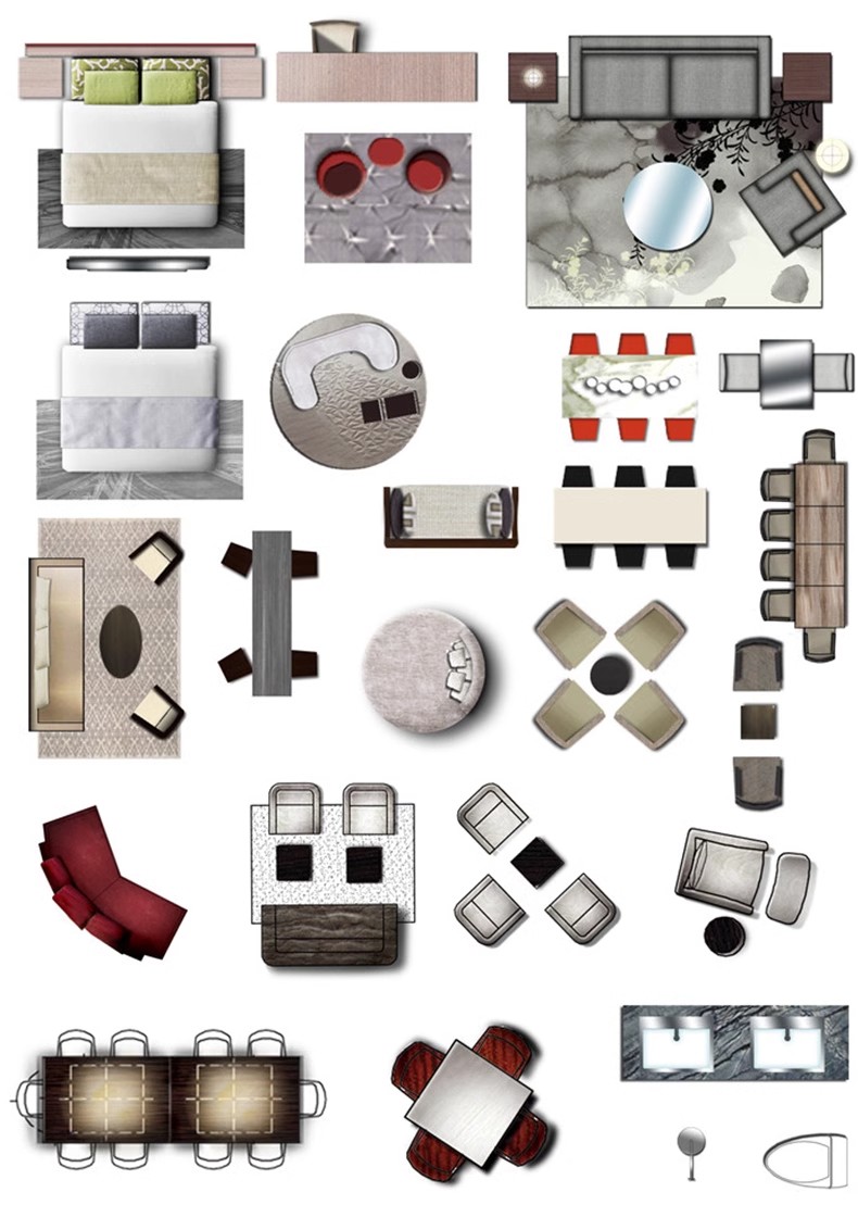 图片[32]-彩色立面平面ps彩平图PSD源文件 住宅家居布局网红风简约现代素材-大怪兽分享